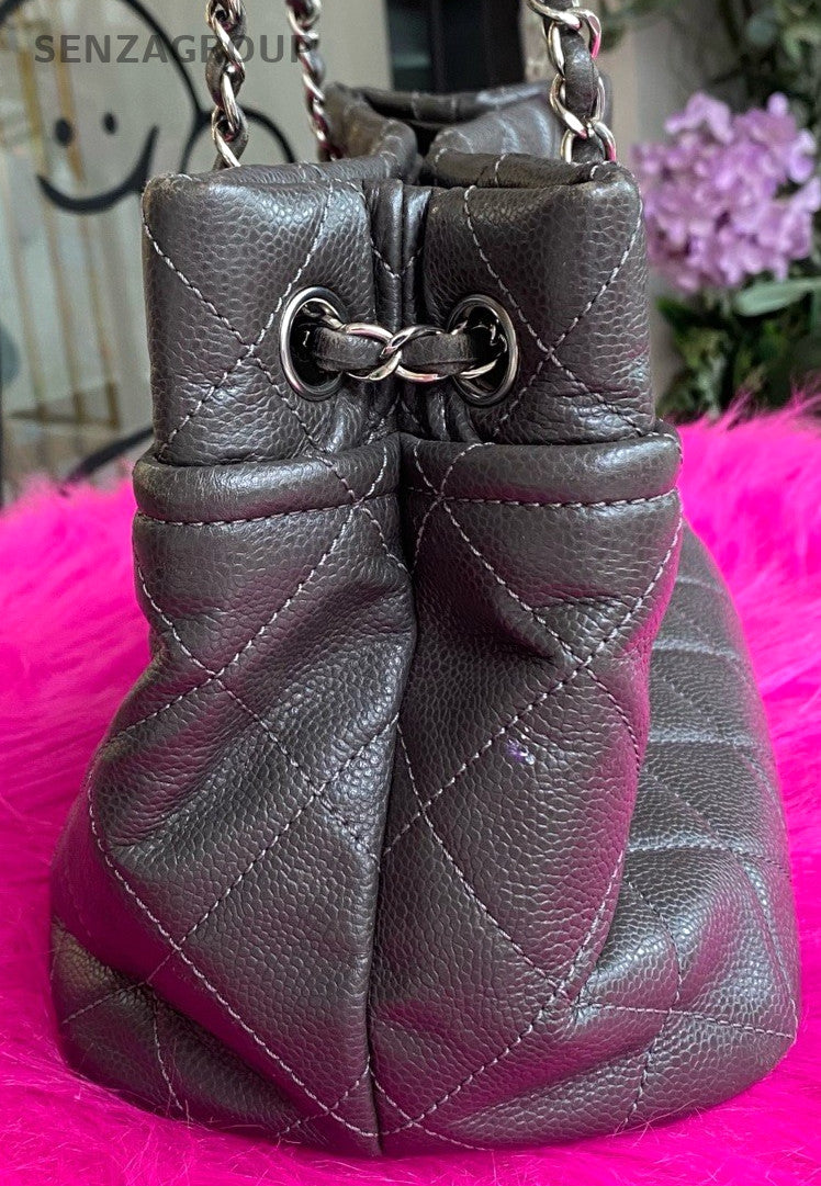 CHANEL CC tote Chain Calfskin Shoulder bag Women Black Silver Handbag