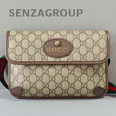 Gucci Tiger Head Chest Bag Crossbody Beige Gold Buckle Women's Fashion