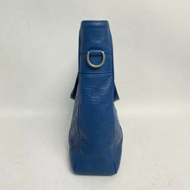 Louis Vuitton Blue Damier Embossed Leather Tote Handbag Crossbody For Women