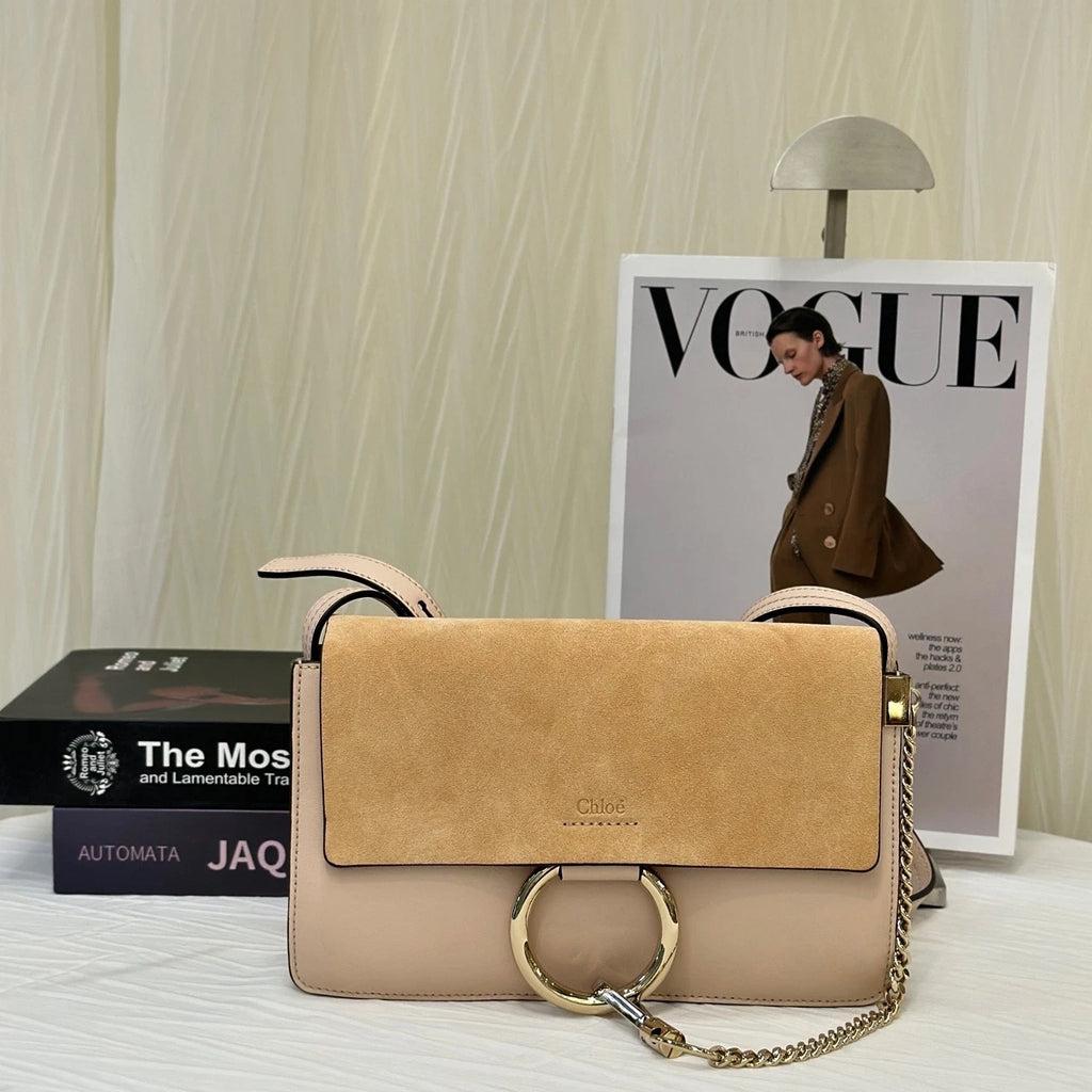 Chloe Pink Suede Faye Shoulder Bag for Women
