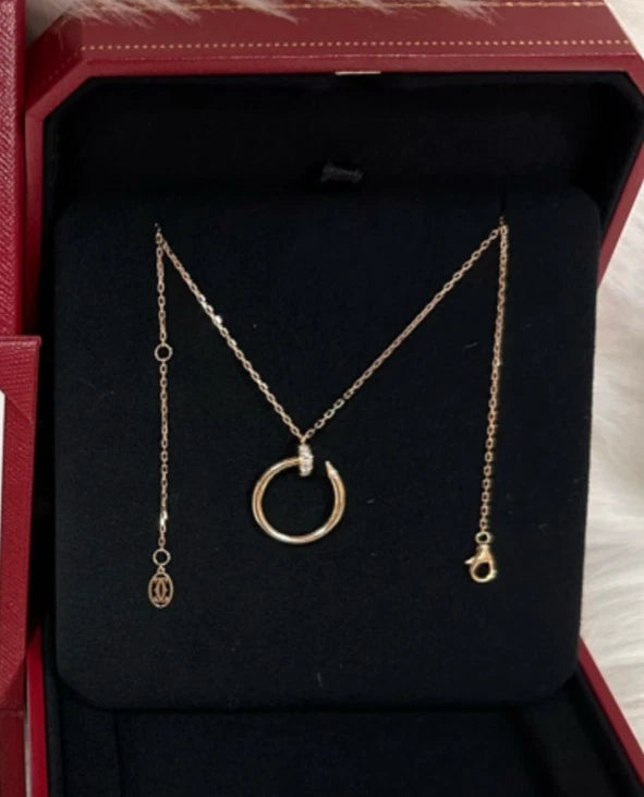 New Cartier Juste un Clou Necklace 18k Rose Gold 14 Diamonds Pendant