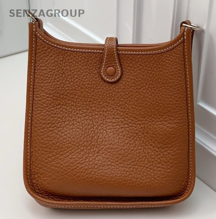 HERMES Evelyne Mini Shoulder Bag Crossbody Brown Silver Used Women Classic