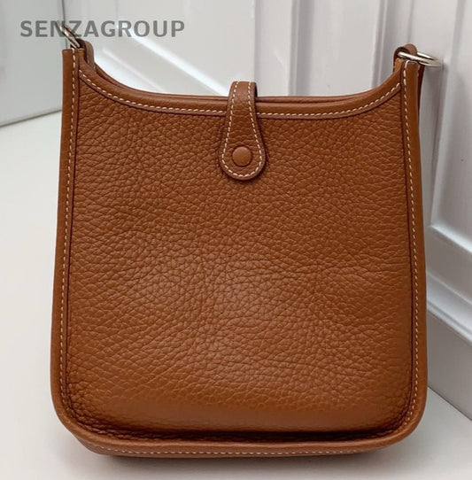 HERMES Evelyne Mini Shoulder Bag Crossbody Brown Silver Used Women Classic