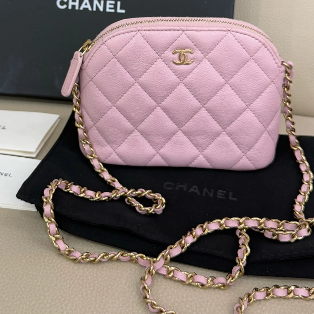 CHANEL Pink Purple Mini Shell Bag Leather Handbag For Women