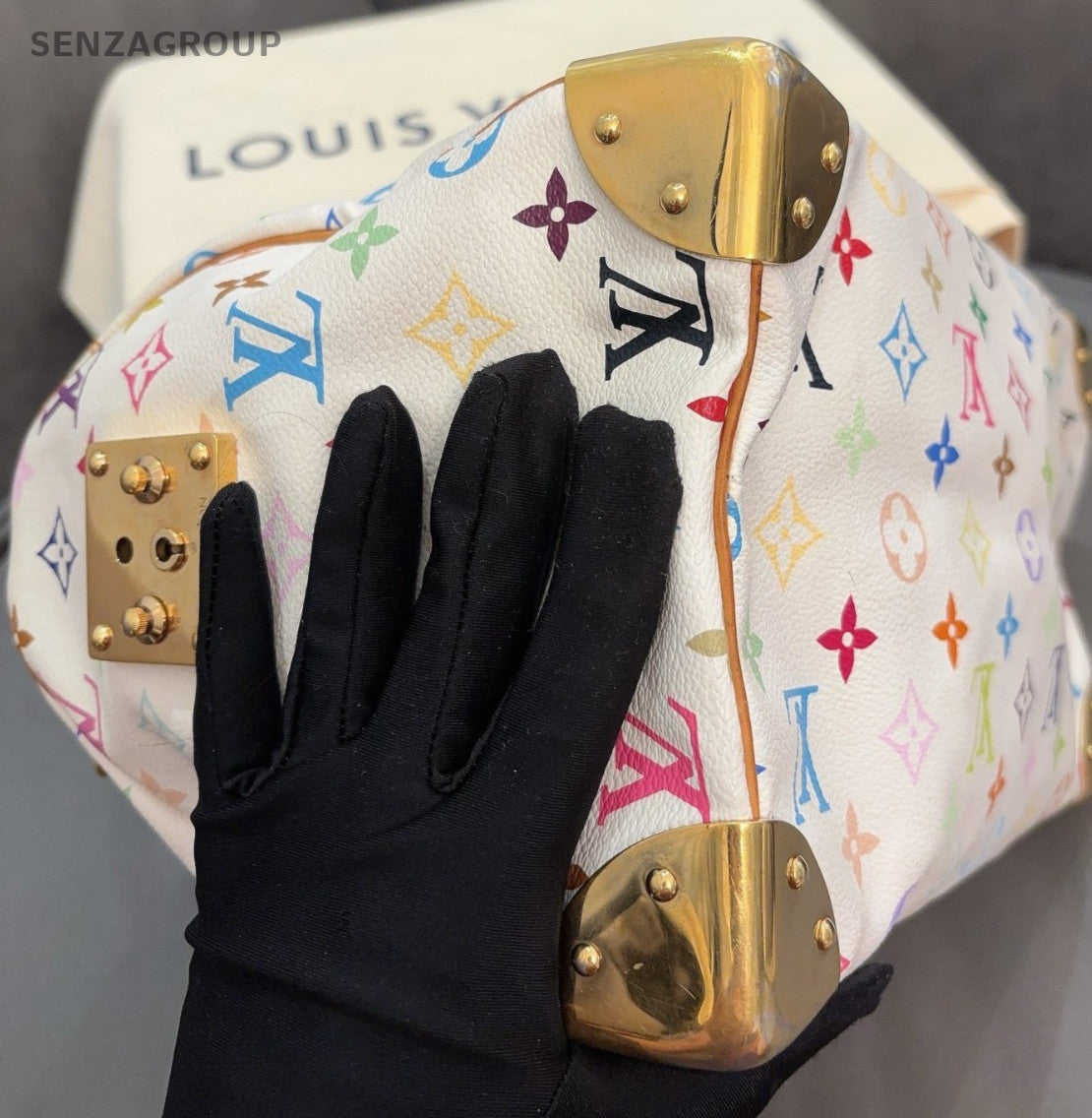 Louis Vuitton Speedy30 Monogram White Multicolor Top Handle Bag Women Classic