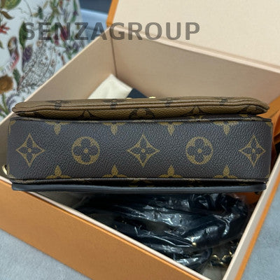 Louis Vuitton Pochette Metis Monogram Backpack Brown Gold Hardware Classic Women