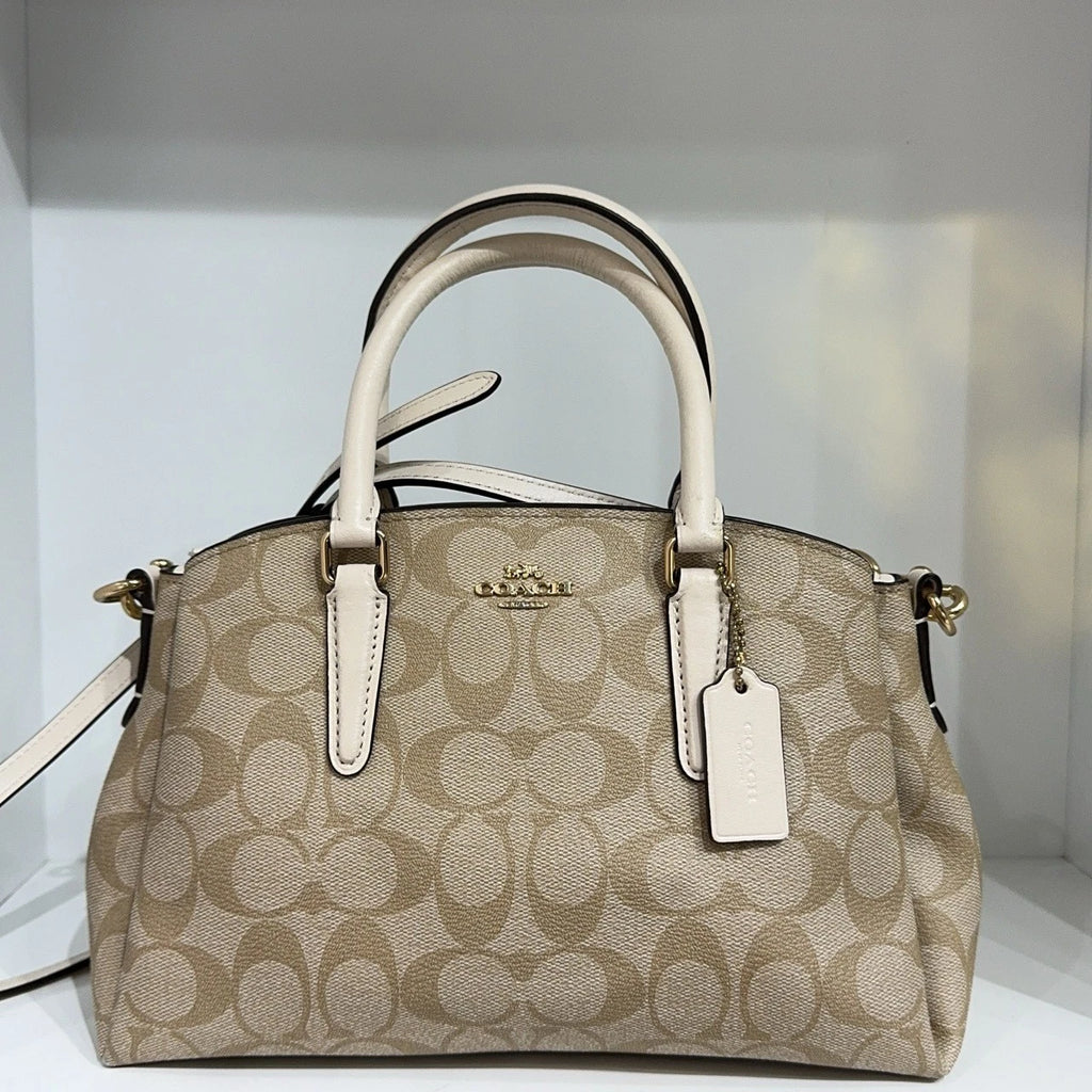 Coach Beige Monogram Logo Handbag Shoulder Crossbody Women
