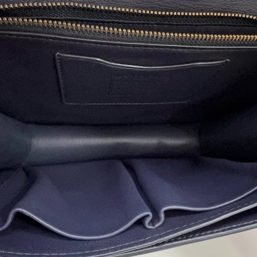 COACH Alie 23 Canvas Leather Monogram Shoulder Crossbody Bag Women Navy