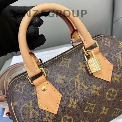 Louis Vuitton Monogram Speedy 20 Brown Gold Buckle Handbag Crossbody