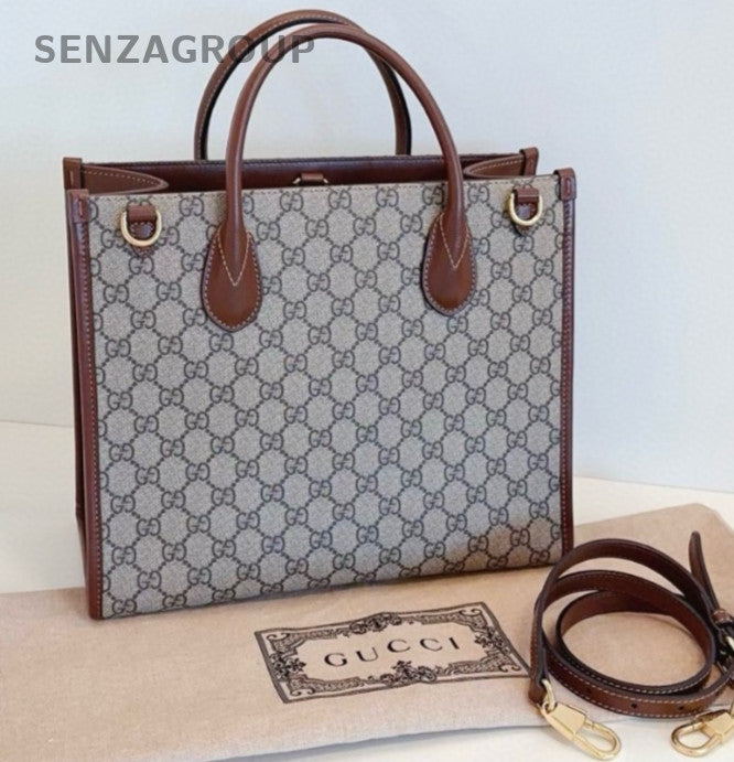 GUCCI Retro Monogram Canvas tote 2WAY Crossbody Shoulder Handbag Brown