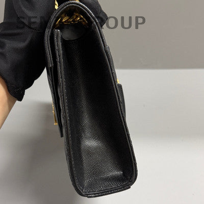 Saint Laurent Black Gold Caviar Envelope Chain Shoulder Bag Classic Women