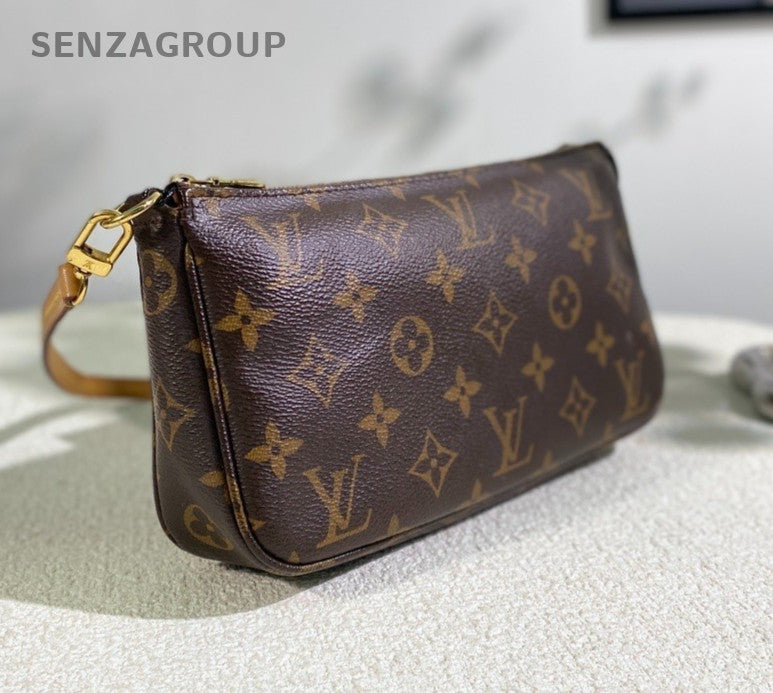 Louis Vuitton Monogram Pochette Accessories Shoulder Handbag Women Brown