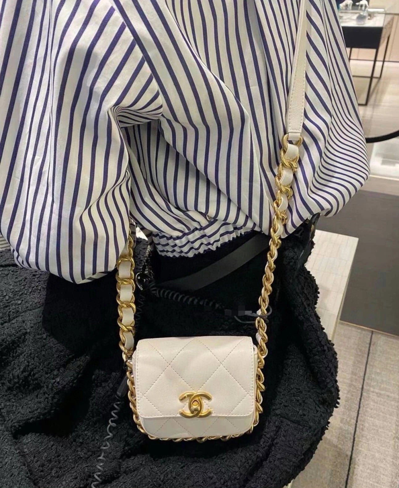 CHANEL White Mini Square Crossbody Bag For Women