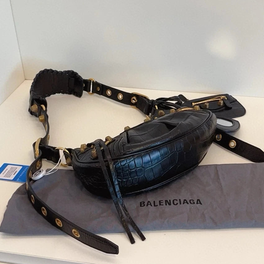 Balenciaga Le Cagole Hobo Shoulder Bag Black Gold Women Classic Fashion