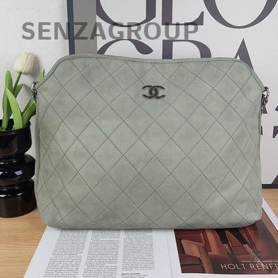 Vintage Chanel Quilted Hobo Tote Bag with Chain Strap - Grey Silver