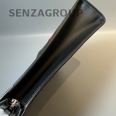 Gucci Supreme Clutch Bag Black Red Zip Women Classic