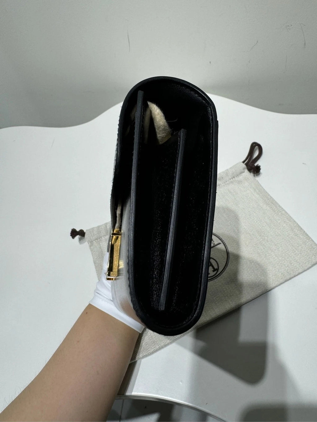 Hermes Constance To Go Rock Black Gold Box Leather Shoulder Bag For Women