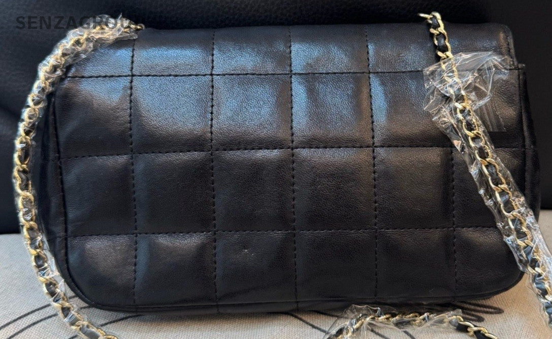 Chanel Lambskin Mini Chain Shoulder Bag Crossbody Black Gold Women Classic