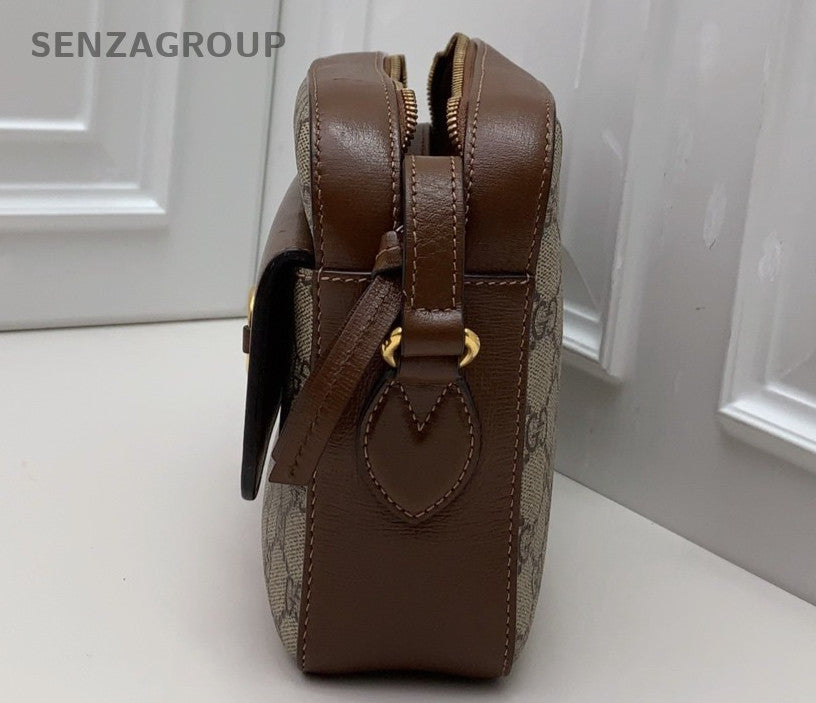 Gucci Horsebit1955 Ophidia Shoulder Bag Crossbody Brown Gold Unisex Adults