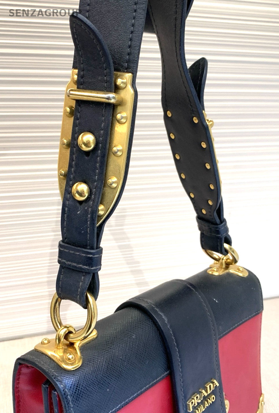 PRADA Cahier Box Shoulder bag Women Crossbody Back Red
