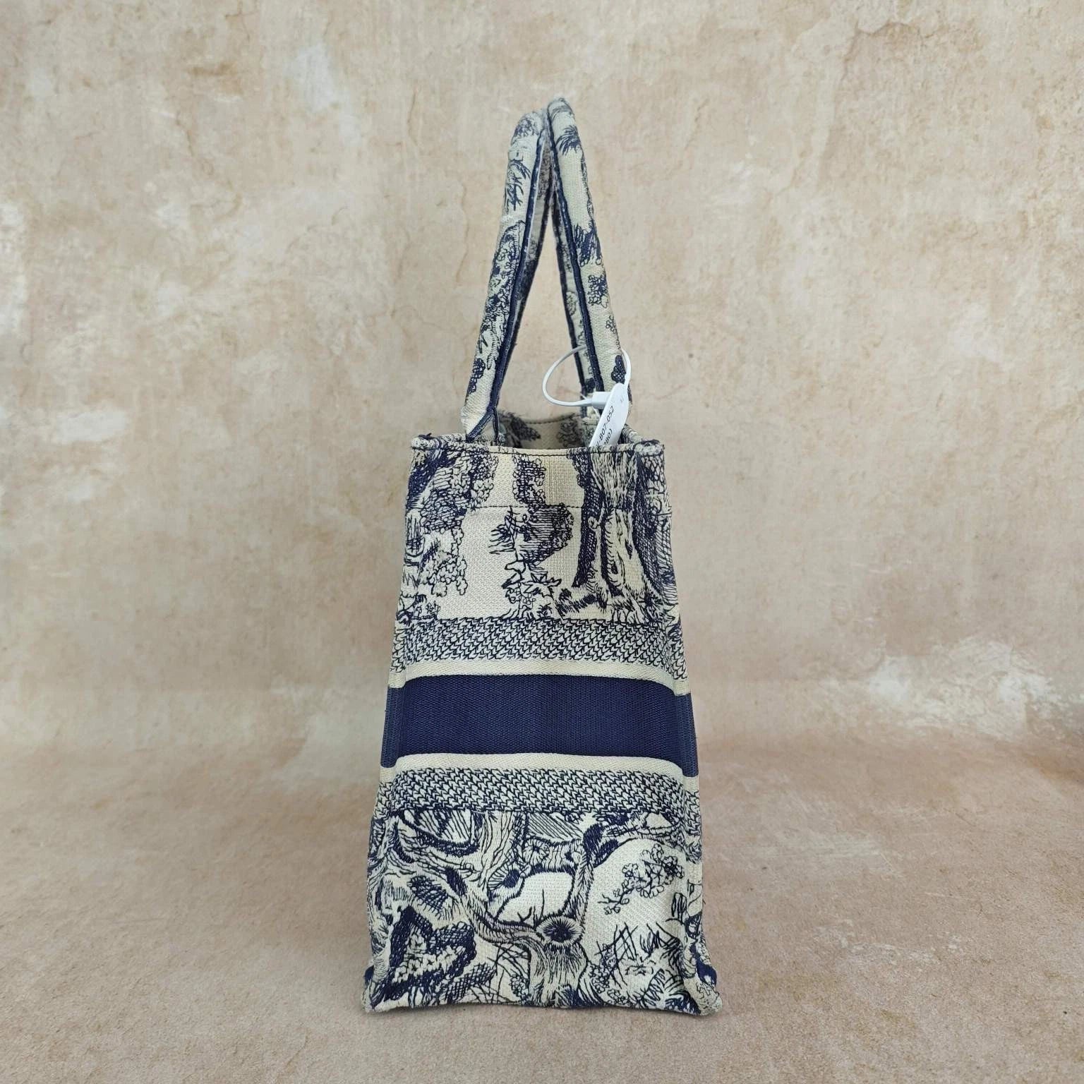 Dior Embroidered Canvas Medium Book Tote Handbag For Women