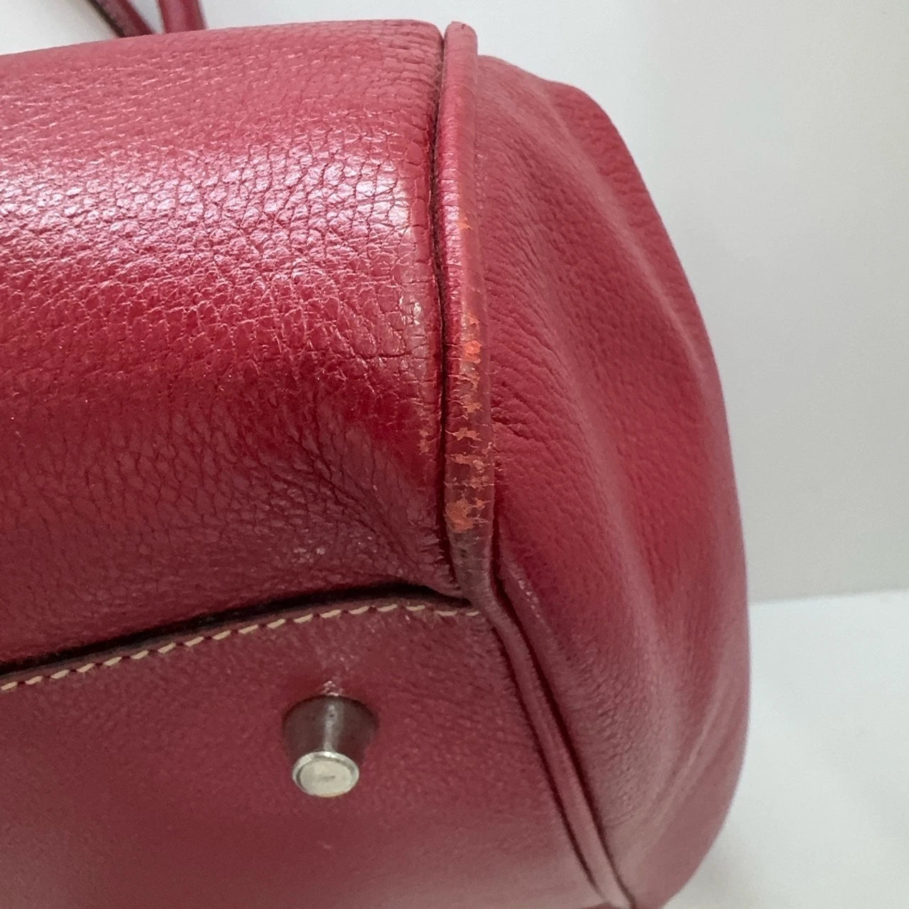 PRADA Red Full Leather Doctor Top Handle Handbag For Women