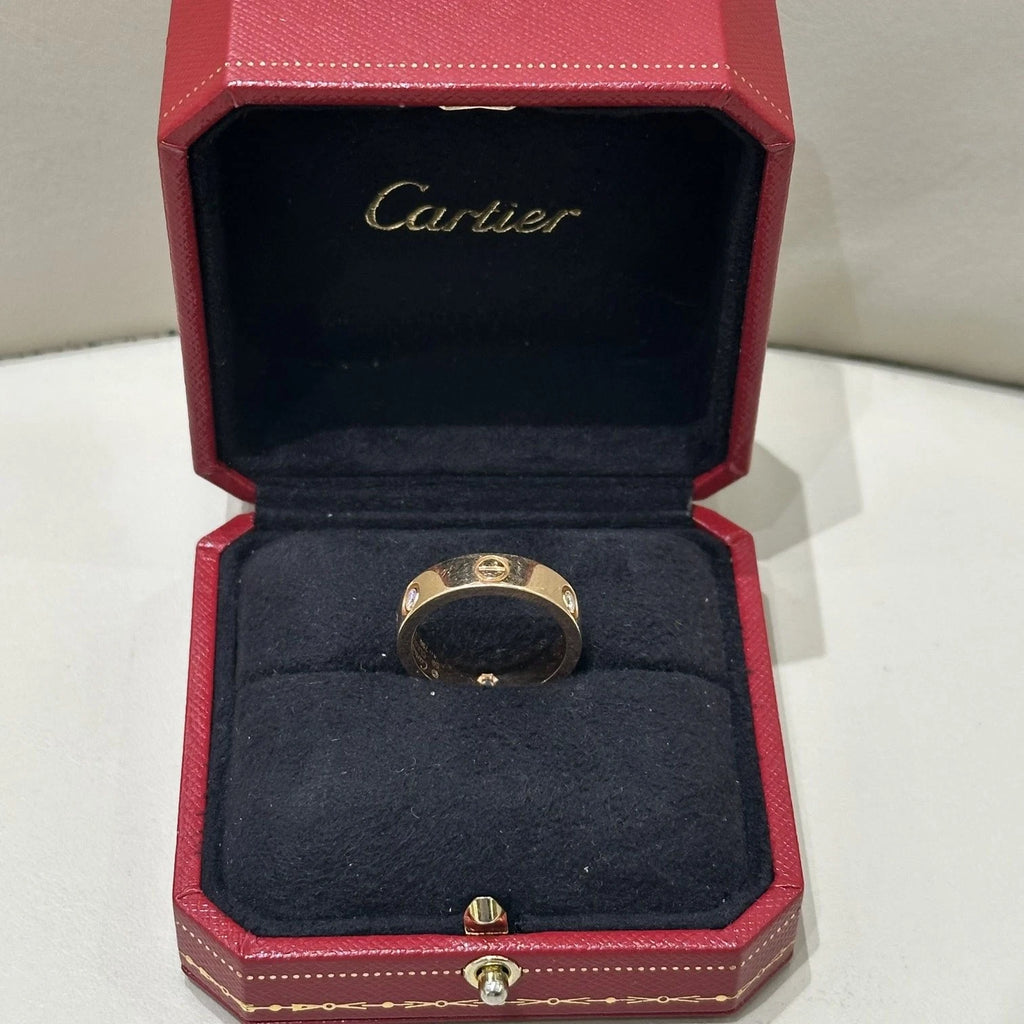 Excellent Cartier Classic Love Ring 18k Rose/Pink Gold 3 Diamonds EU59/US8.75