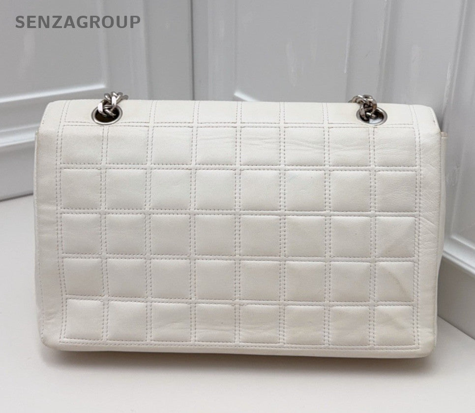Chanel Chain 2Way Shoulder Bag Crossbody White Silver Used Women Classic