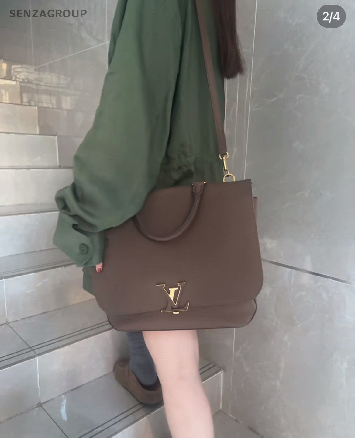 Louis Vuitton Volta Top Handle All Leather 2way Shoulder Handbag Maillard color