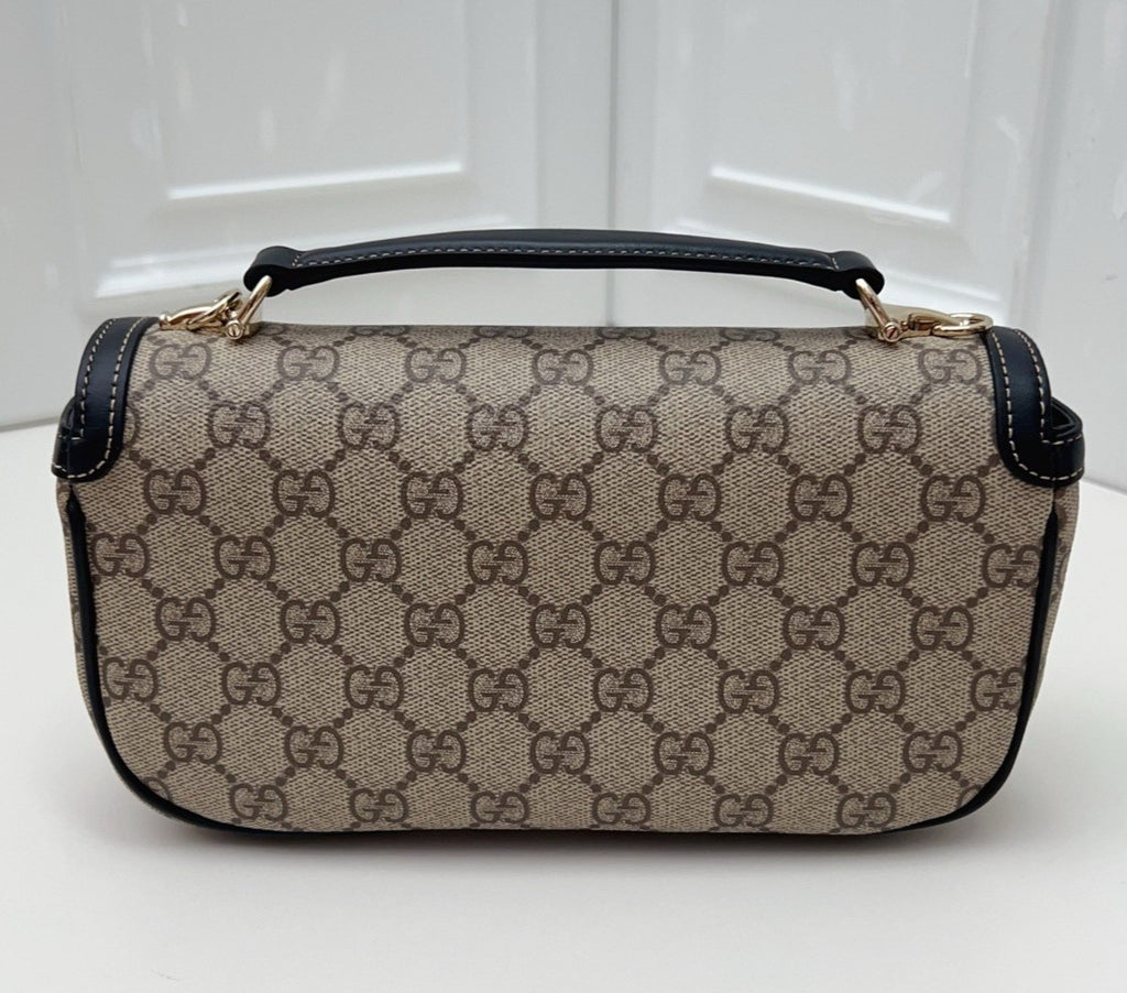 Gucci Horsebit1955 Ophidia Shoulder Bag Crossbody Beige Black Gold Unisex Adults
