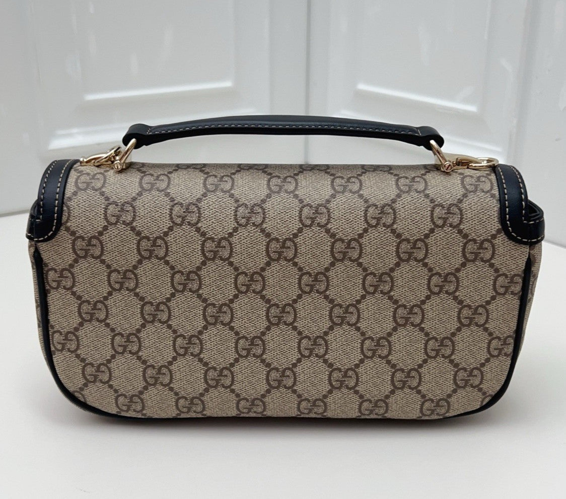 Gucci Horsebit1955 Ophidia Shoulder Bag Crossbody Beige Black Gold Unisex Adults