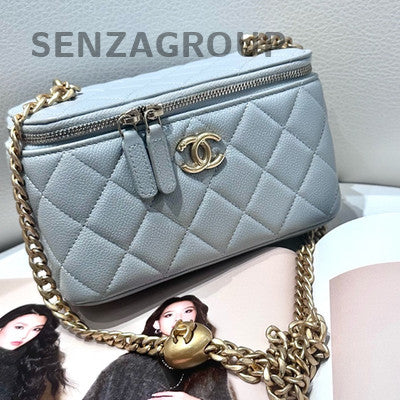 Chanel Grey Gold Calfskin Chain Shoulder Crossbody Bag Quilted Pattern