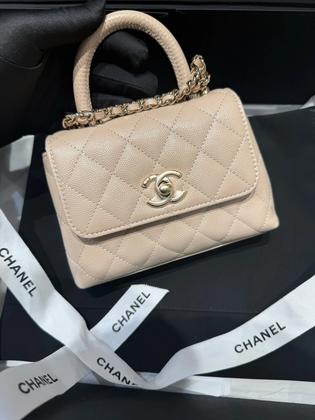 CHANEL Cocohandle Nano Khaki Top Handle Bag For Women