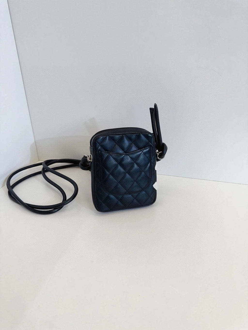 Chanel Mini Camera Case Bag Black White Panda Caviar Leather Quilted CC Logo