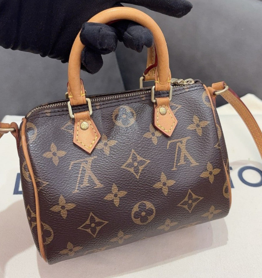 Louis Vuitton Speedy Nano Monogram Crossbody Brown Women Classic Designer