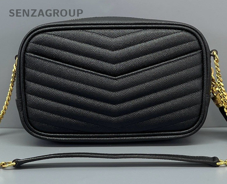 Saint Laurent Tassel Chain Shoulder Bag Crossbody Black Gold Women Classic