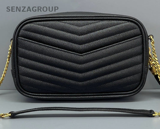Saint Laurent Tassel Chain Shoulder Bag Crossbody Black Gold Women Classic