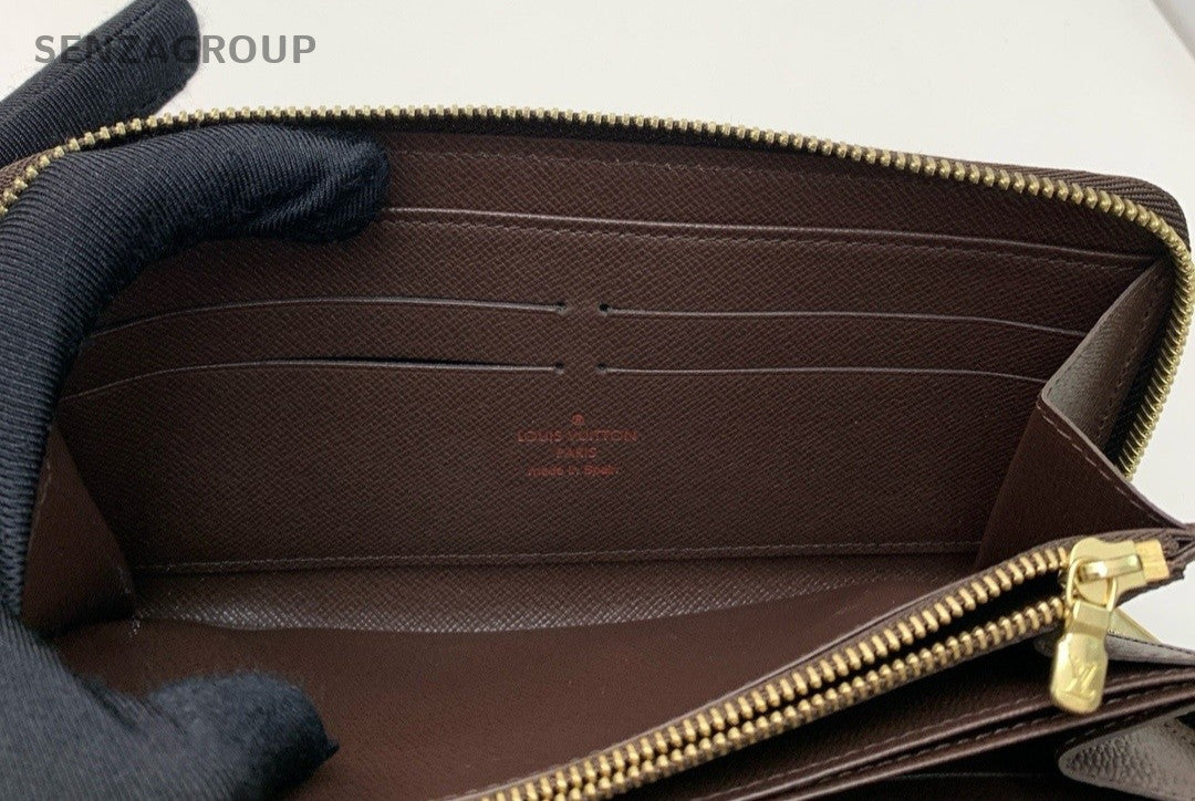 Louis Vuitton Damier Ebene Long Wallet Clutch Handbag Brown