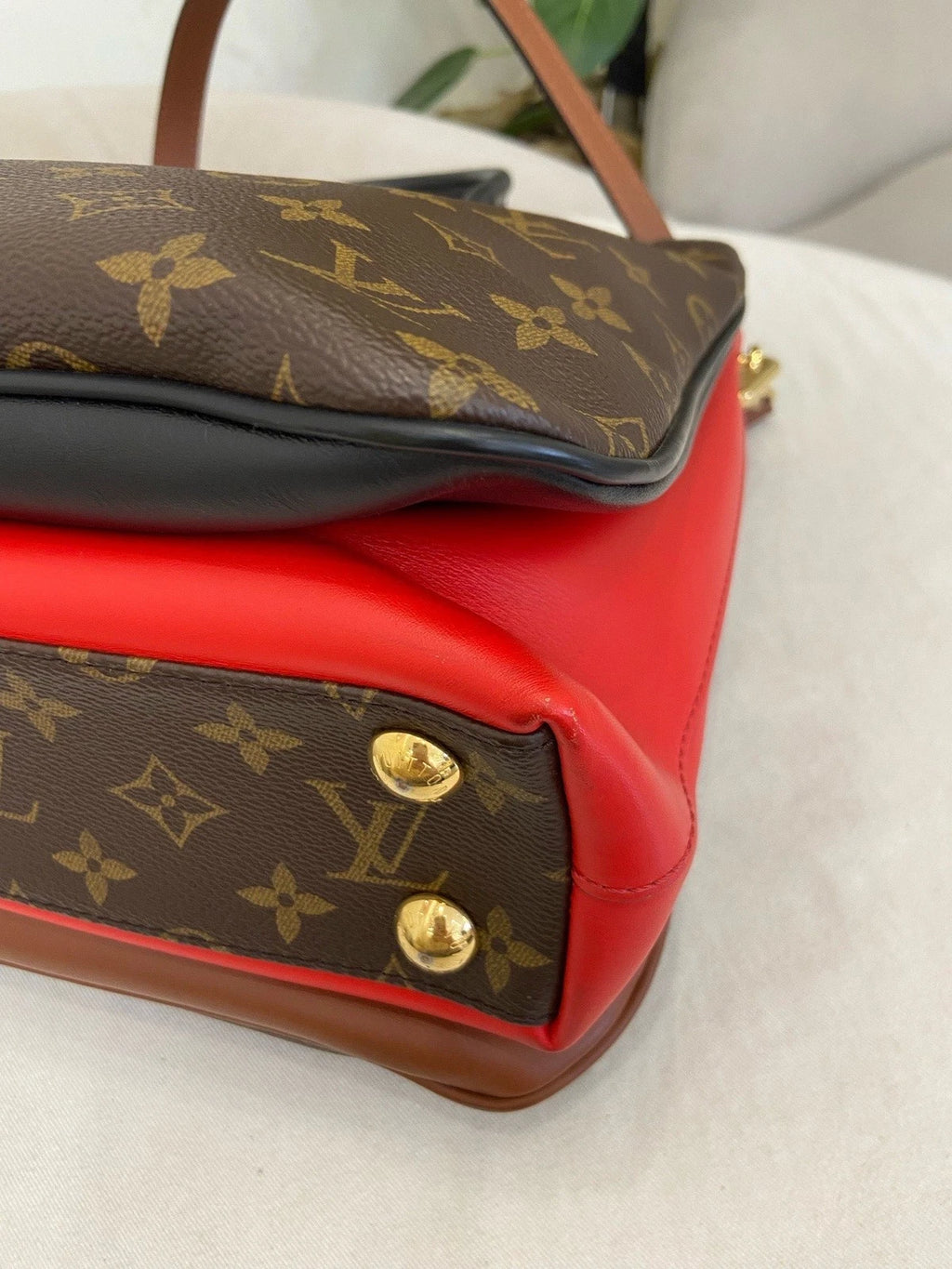 Louis Vuitton Millefeuille Monogram Top Handle Crossbody Brown Gold Women