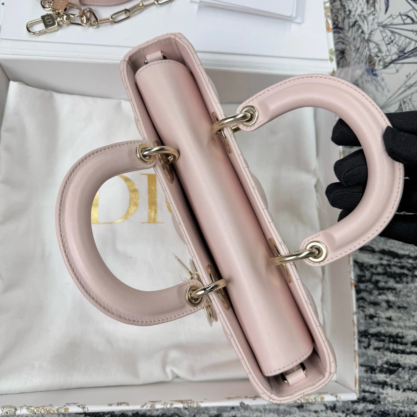 Dior Lady Dior Pink Shoulder Bag Excellent