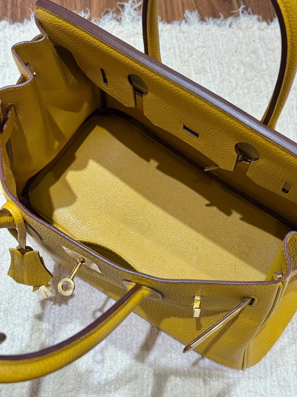 Hermes Birkin30 Top Handle Bag Yellow Gold Used Women Classic