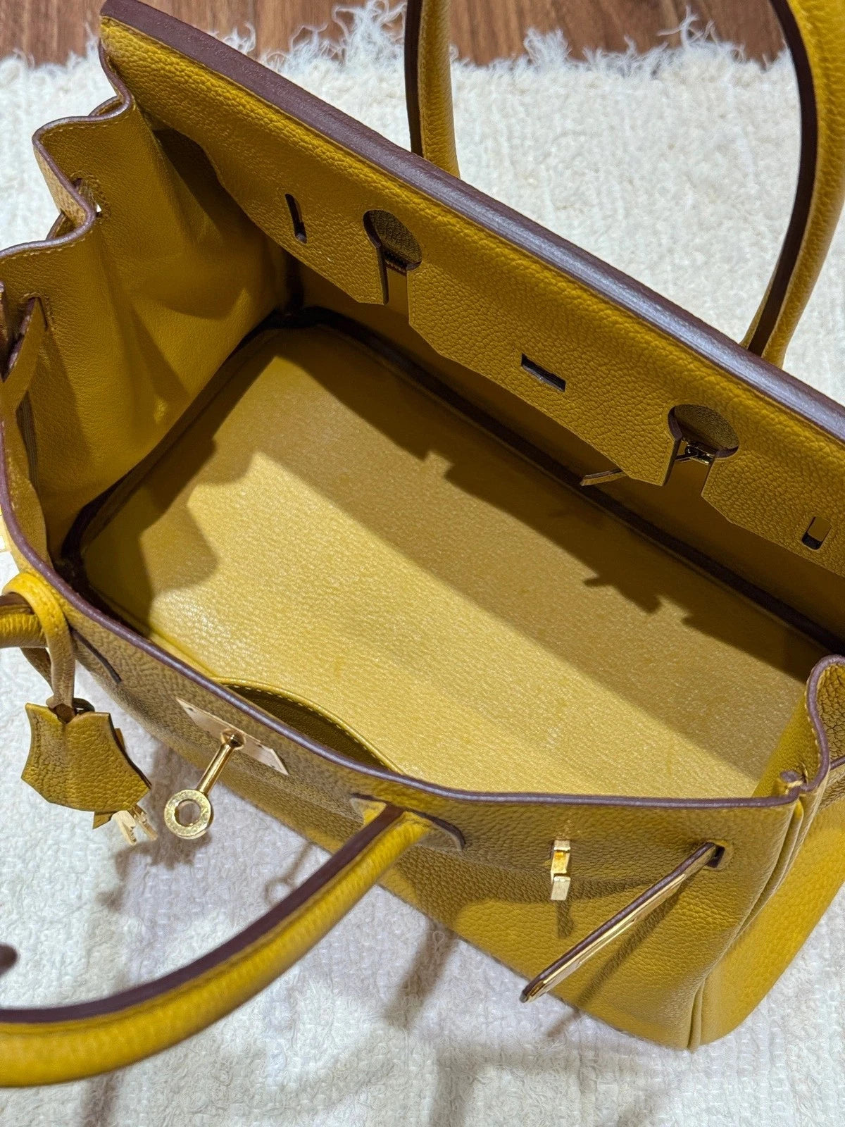 Hermes Birkin30 Top Handle Bag Yellow Gold Used Women Classic