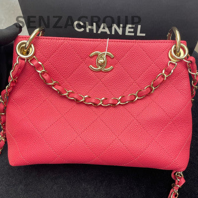 Chanel Red Gold Hardware Leather Shoulder Bag