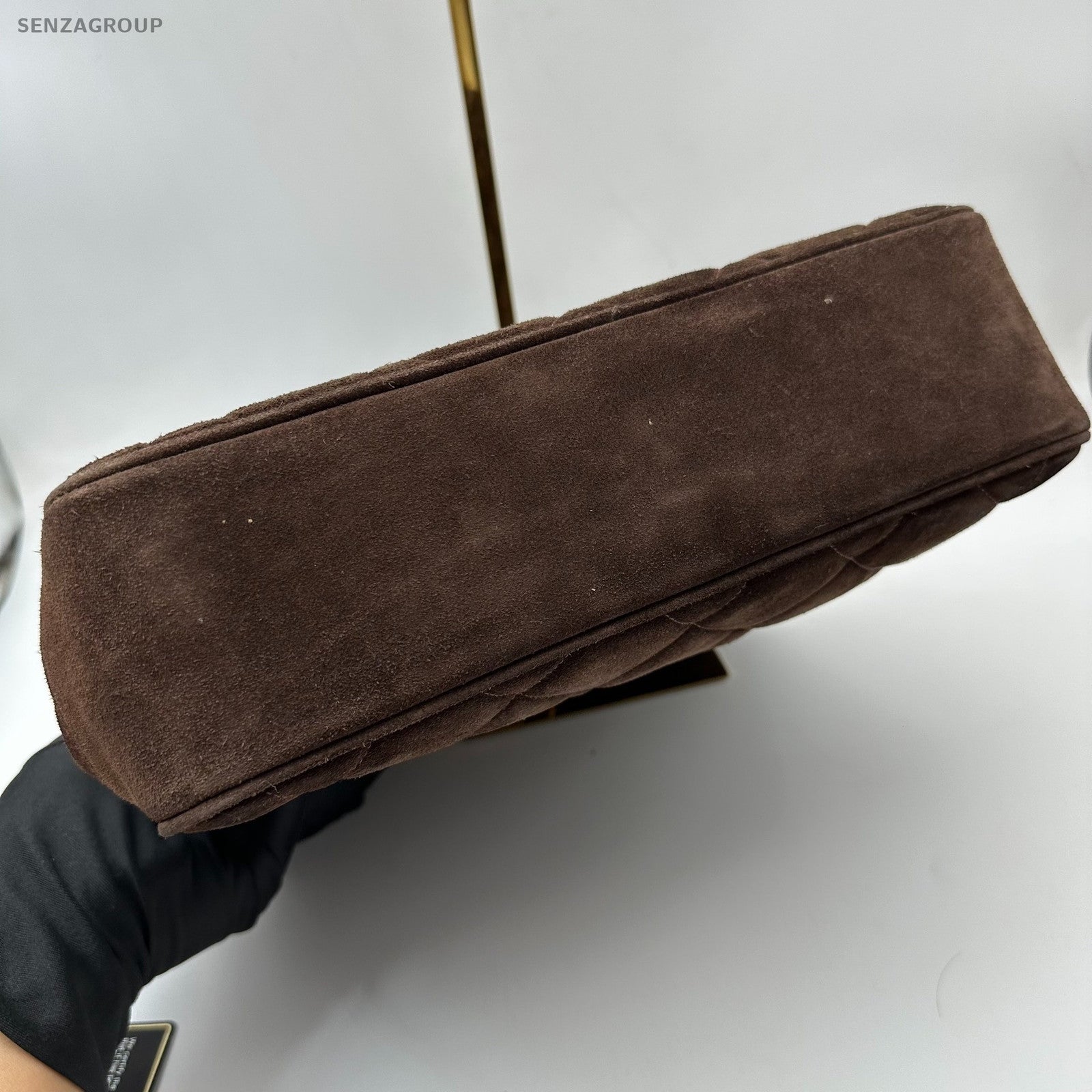 Vintage CHANEL Brown Suede Tote Shoulder Bag for Women