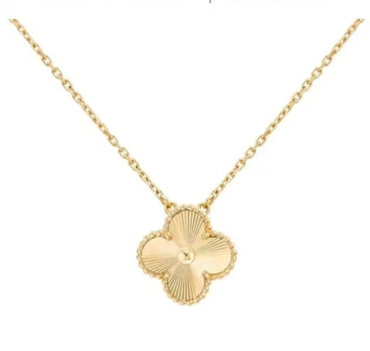 New Van Cleef &amp; Arpels Vintage Alhambra Necklace 18k Yellow Gold Guilloche