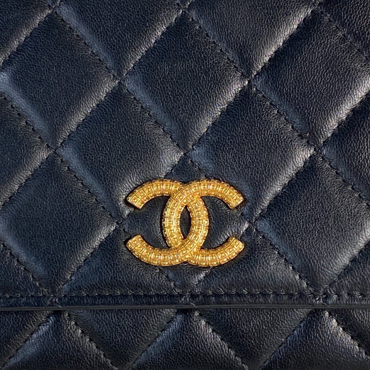 Chanel WOC Lambskin Chain Shoulder Bag Crossbody Black Gold Women Classic
