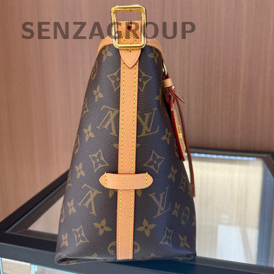 Louis Vuitton Carryall PM Monogram Shoulder Bag Brown Gold Classic Women