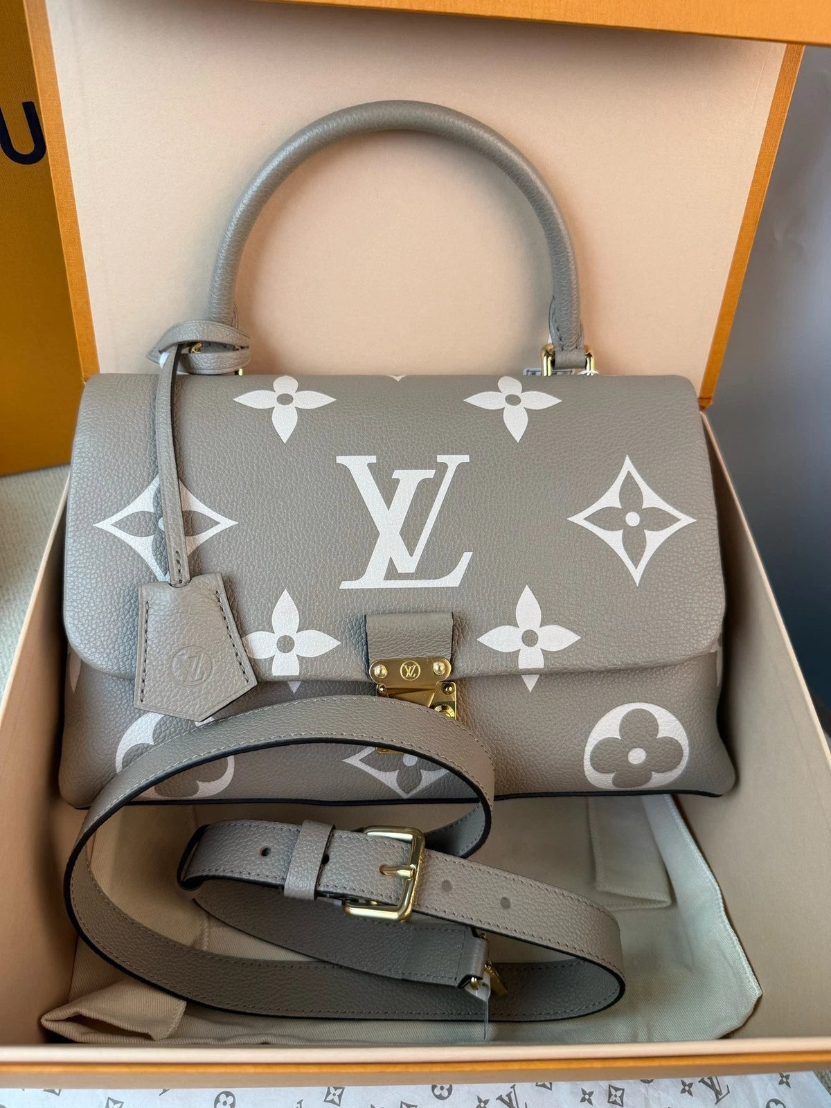 Louis Vuitton Gray Madeleine Medium Top Handle Shoulder Bag Women