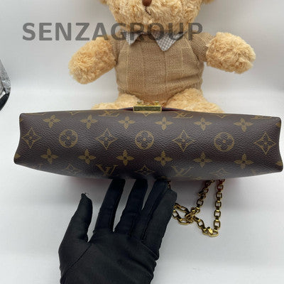 Louis Vuitton Pallas Chain Shoulder Bag Monogram Brown Red Women's Classic