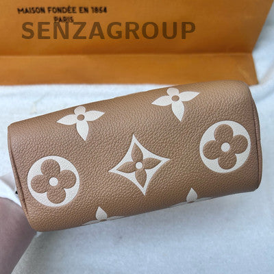 Louis Vuitton Speedy Nano Monogram Orange Gold Clasp Handbag Women